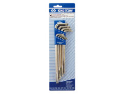 KOMPLET IMBUSÓW TORX Z OTWOREM EXTRA DŁUGIE 9 SZTUK T10-T50